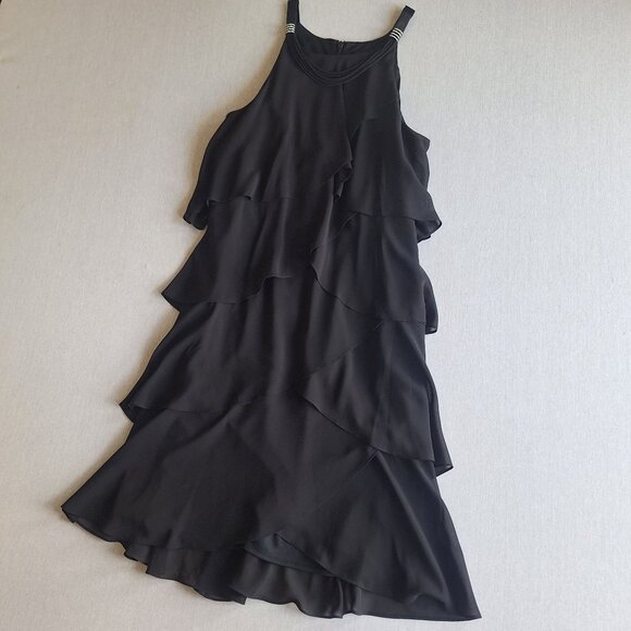 💙 SL Fashion Tiered Midi Lined Dress Size 12 Formal Preppy Festive Retro Style - Picture 5 of 8